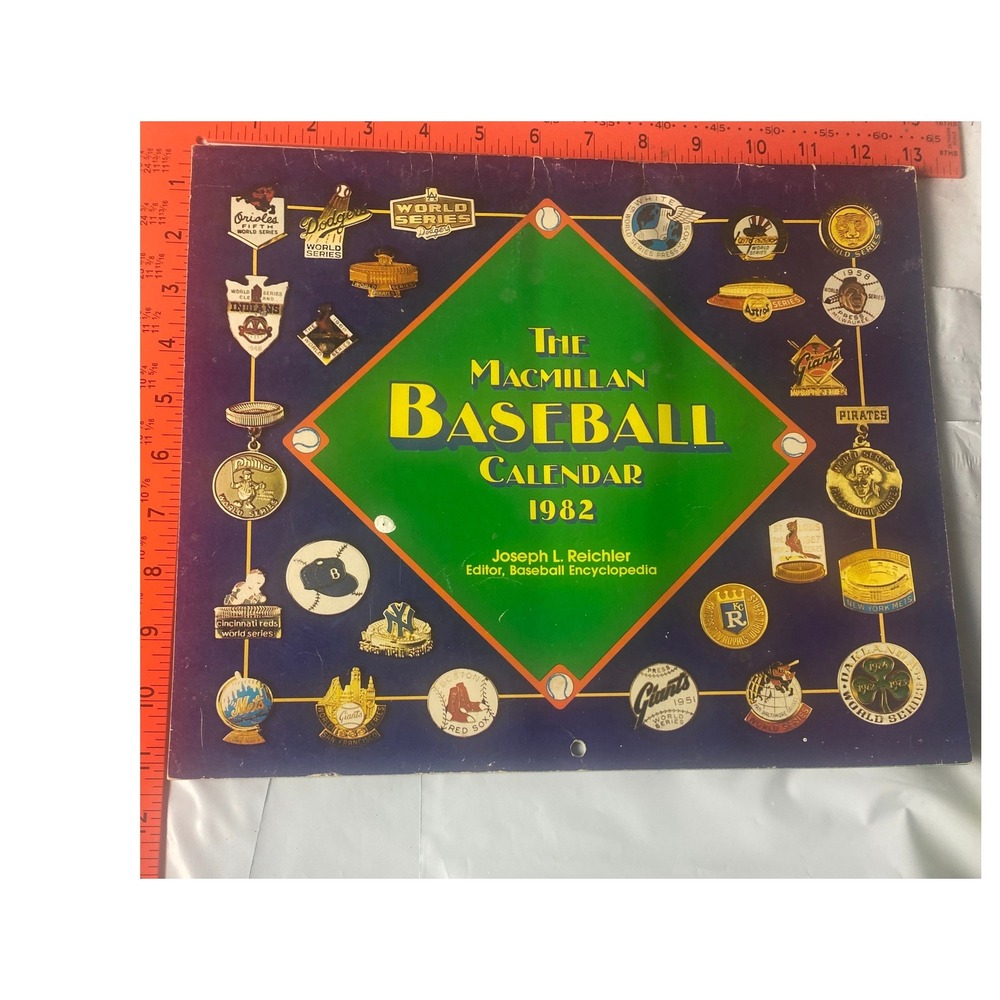 Vintage 1982 Macmillan Baseball Calendar MLB World Series History Retro Sports